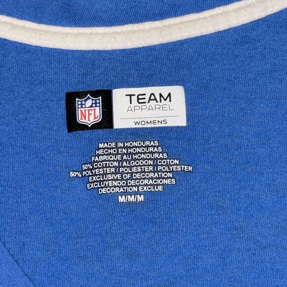 Team Apparel NFL Detroit Lions T-Shirt Womens Medium Blue Cotton V-Neck Pullover - Picture 4 of 6